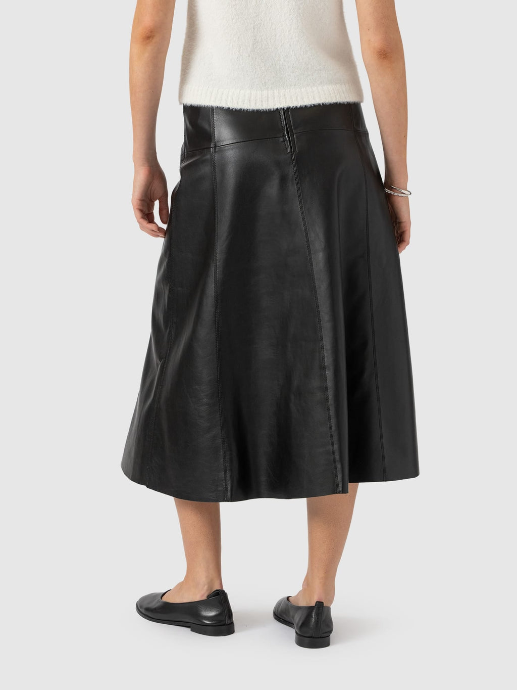 Bonham Leather Midi Skirt - Black
