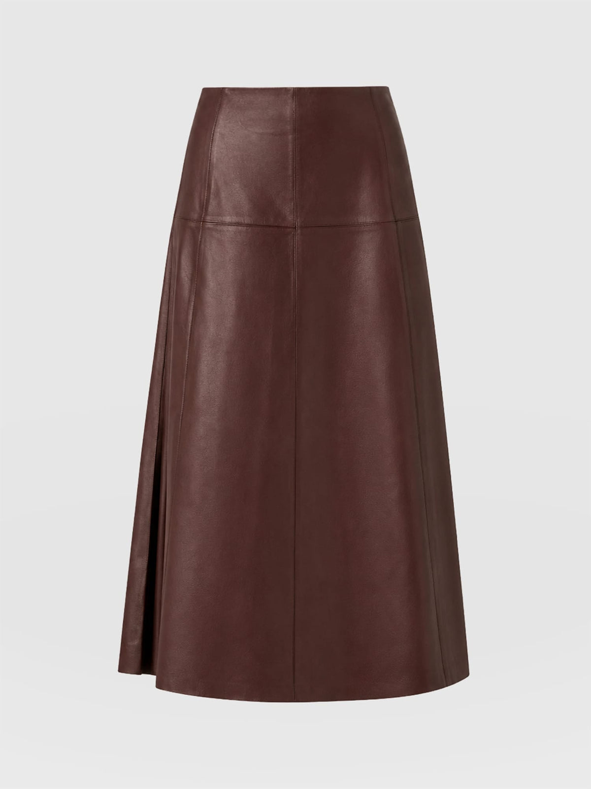 Bonham Leather Midi Skirt - Burgundy