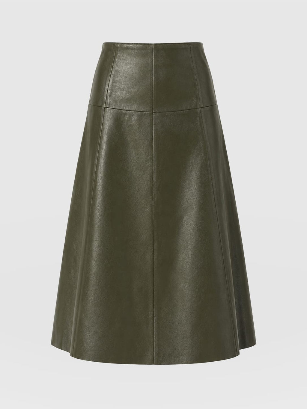 Bonham Leather Midi Skirt - Khaki