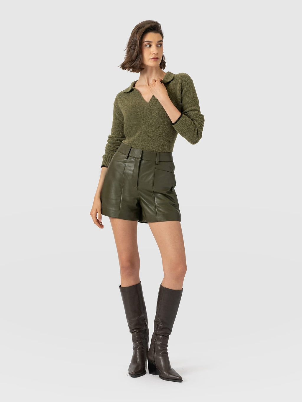 Bonham Leather Short - Khaki