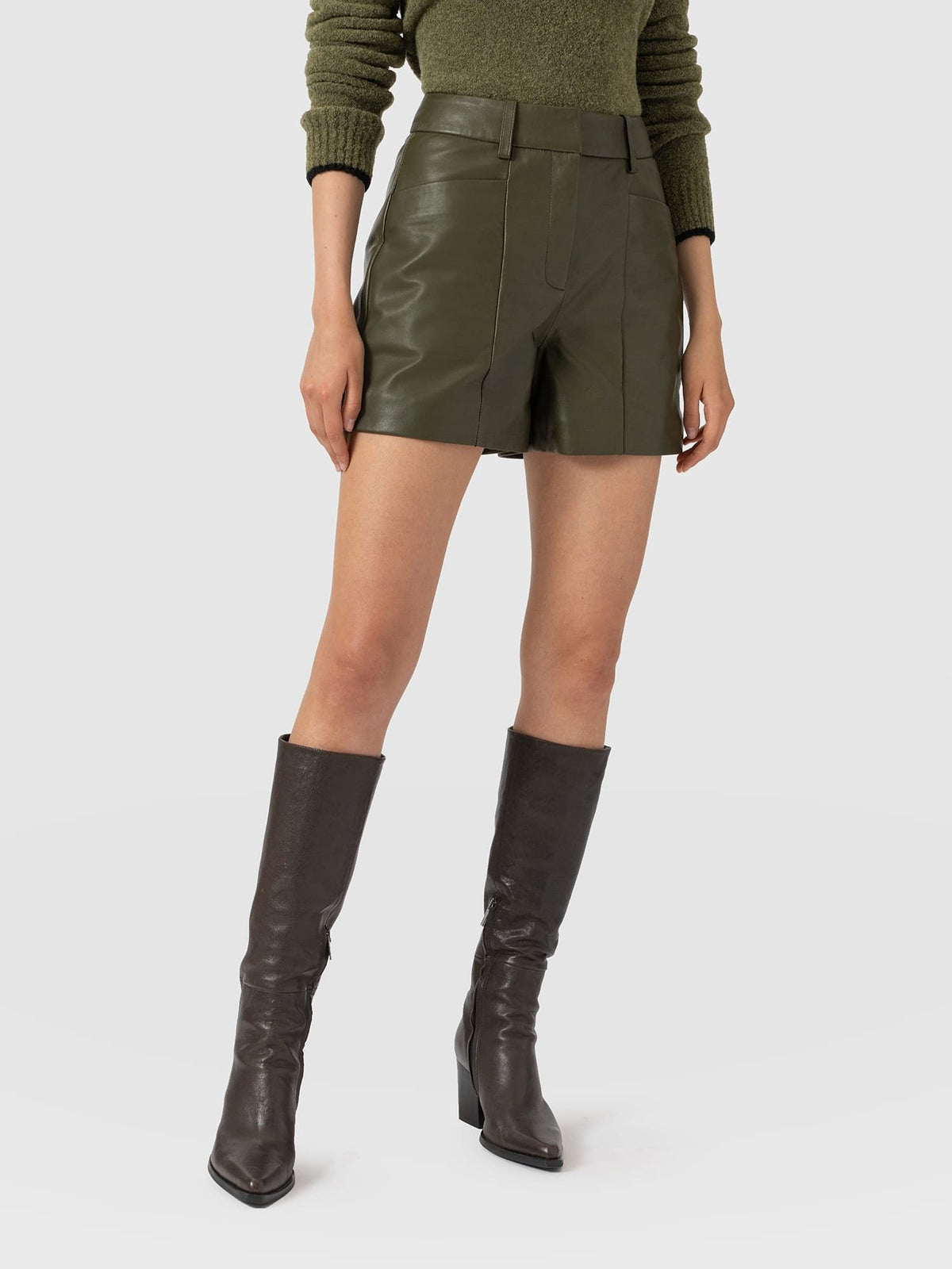 Bonham Leather Short - Khaki