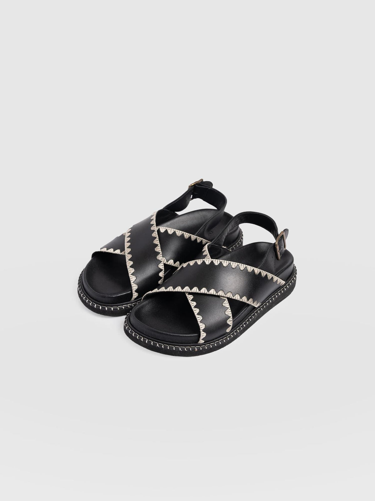 Bonnie Cross Over Sandals - Black