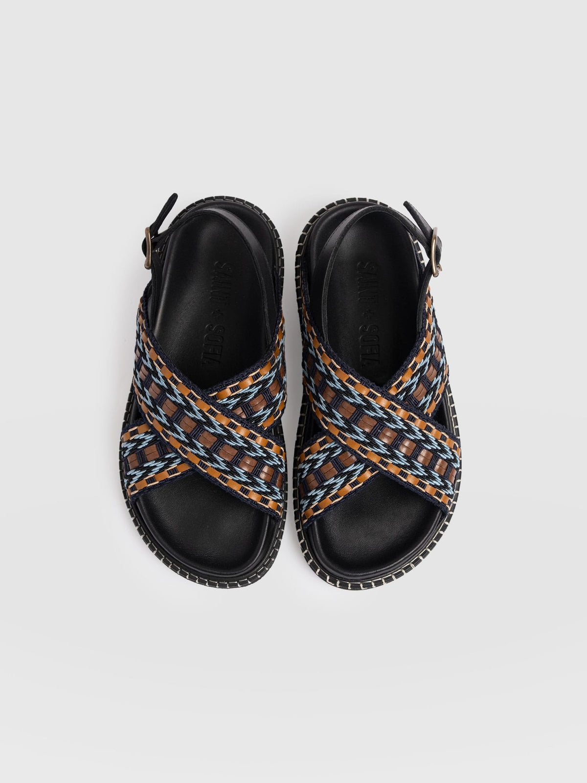 Bonnie Cross Over Sandals - Blue/Brown