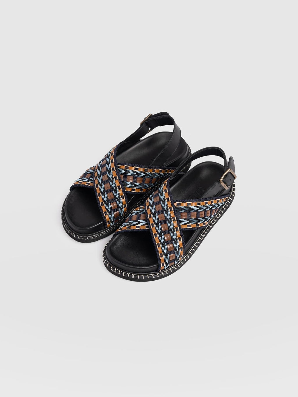 Bonnie Cross Over Sandals - Blue/Brown
