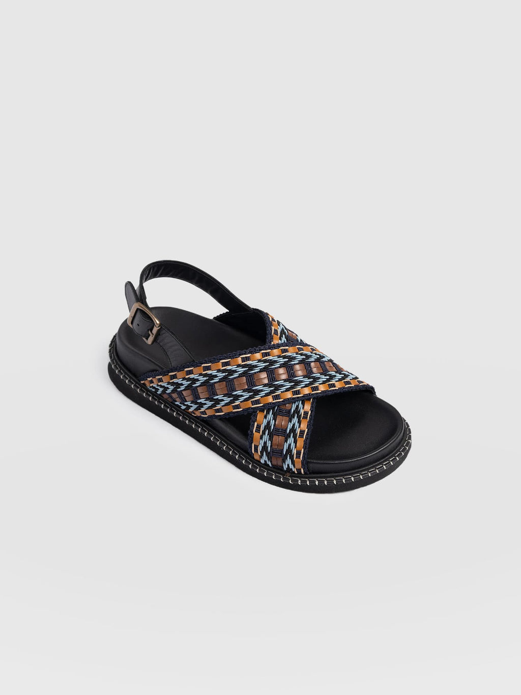 Bonnie Cross Over Sandals - Blue/Brown