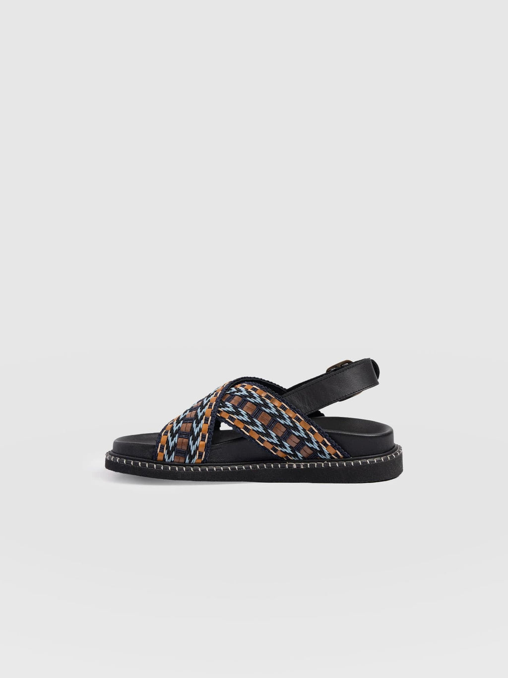 Bonnie Cross Over Sandals - Blue/Brown