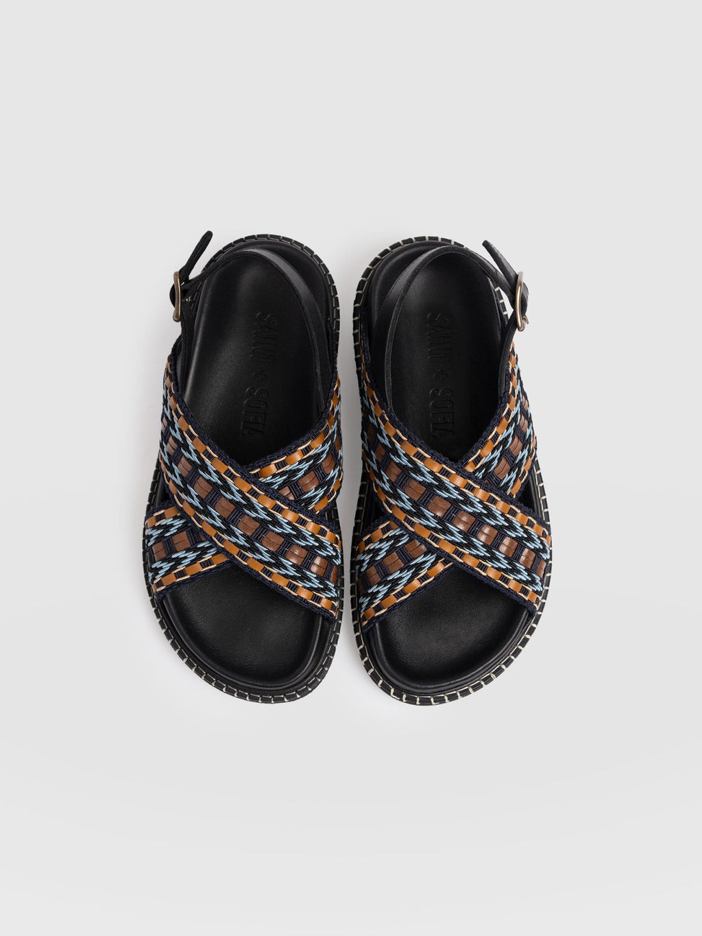 Bonnie Cross Over Sandals - Blue/Brown
