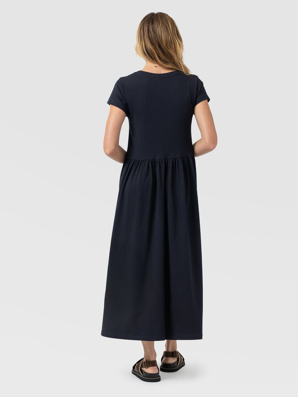 Bonnie V Neck Dress - Navy