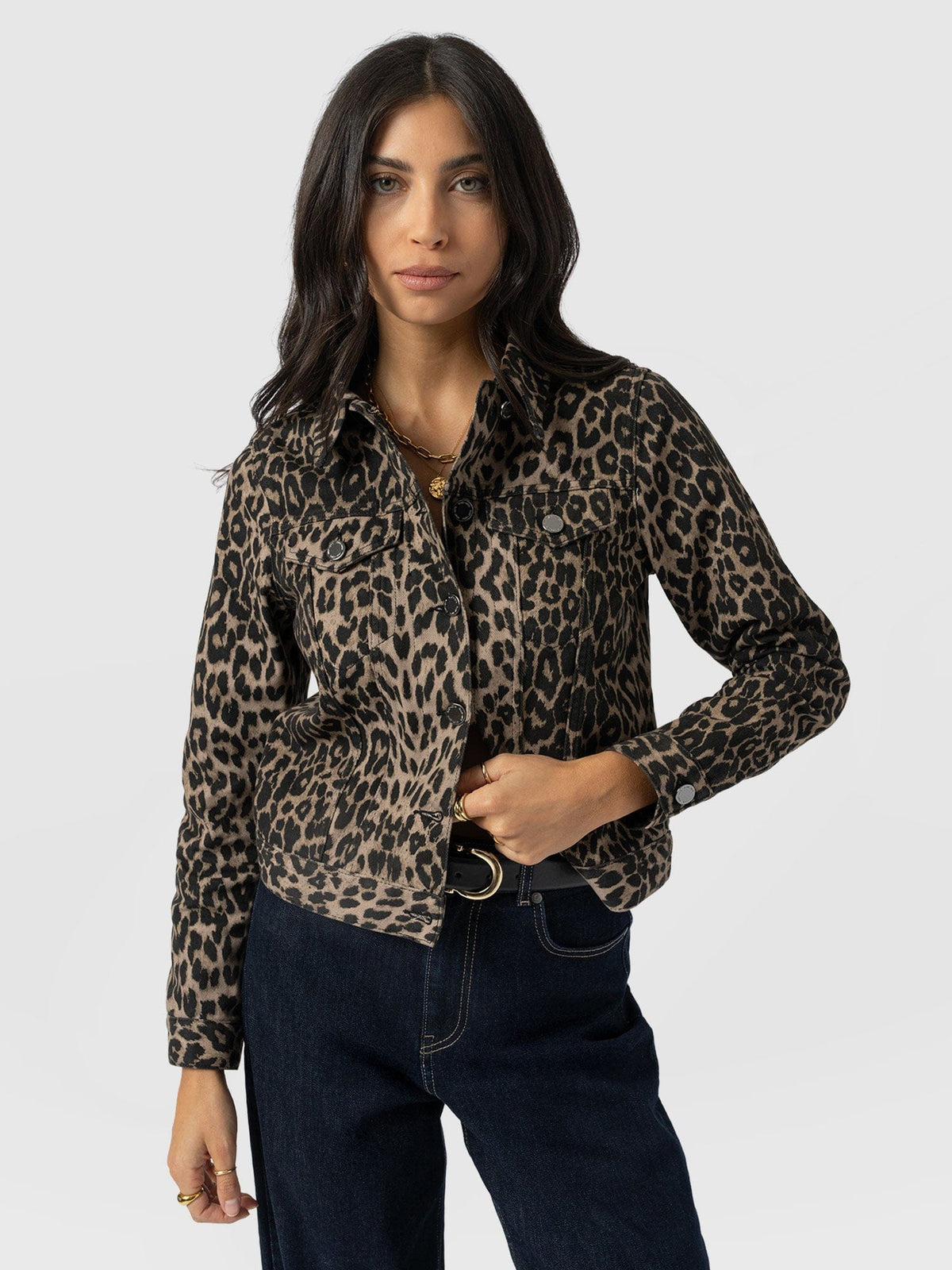 Bowie Denim Jacket - Leopard