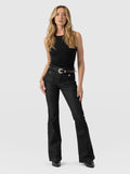 Bowie Stretch Flare Jeans - Black Wash