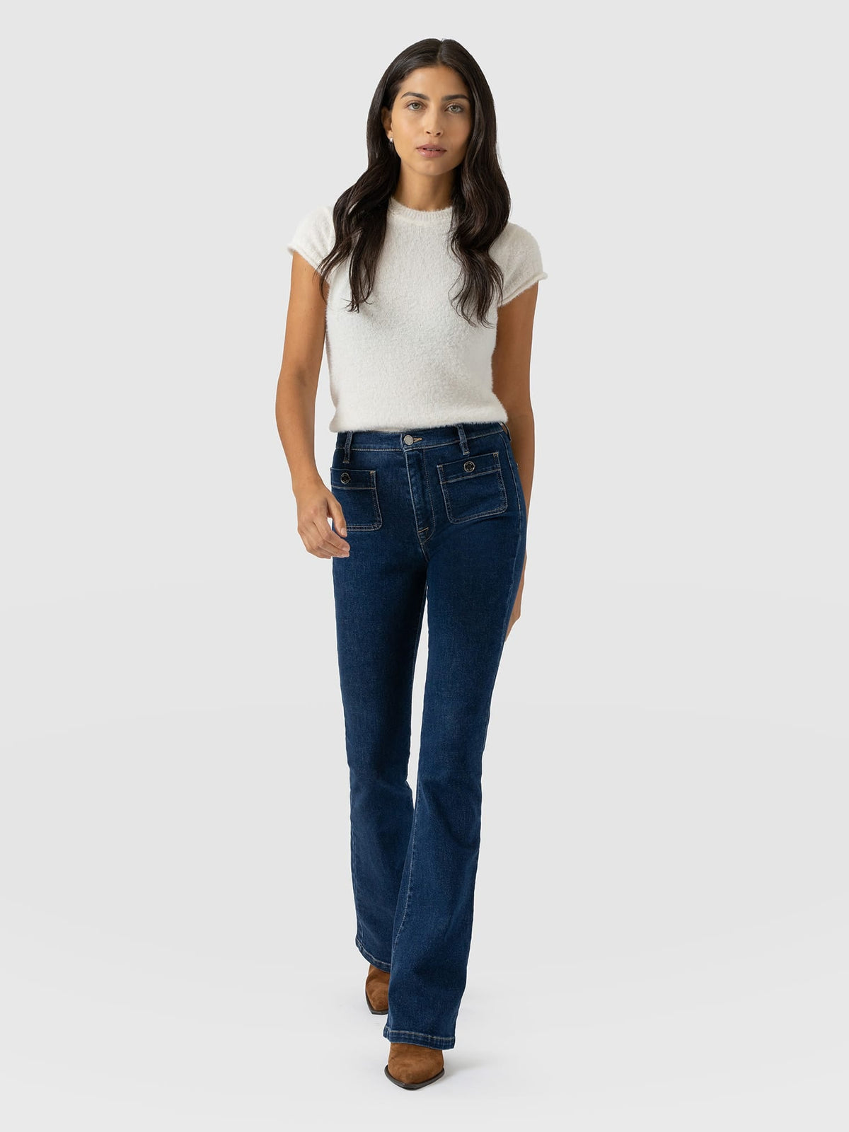 Bowie Stretch Flare Jeans - Mid Blue