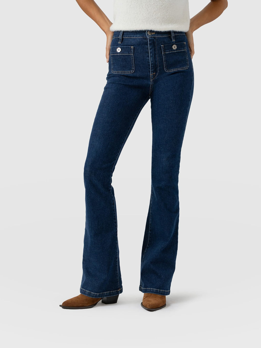 Bowie Stretch Flare Jeans - Mid Blue
