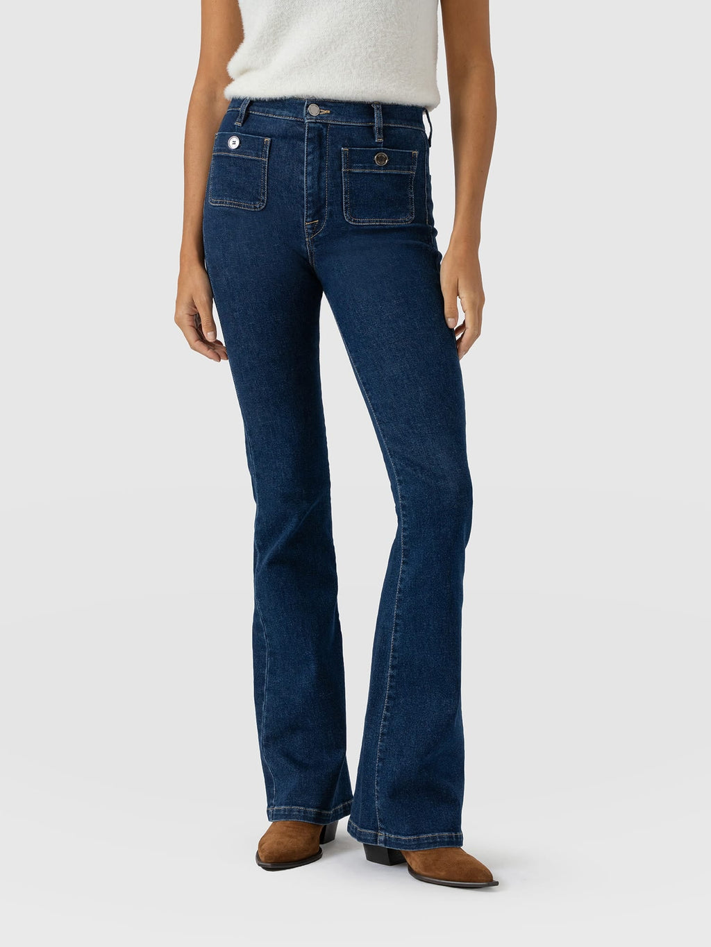 Bowie Stretch Flare Jeans - Mid Blue