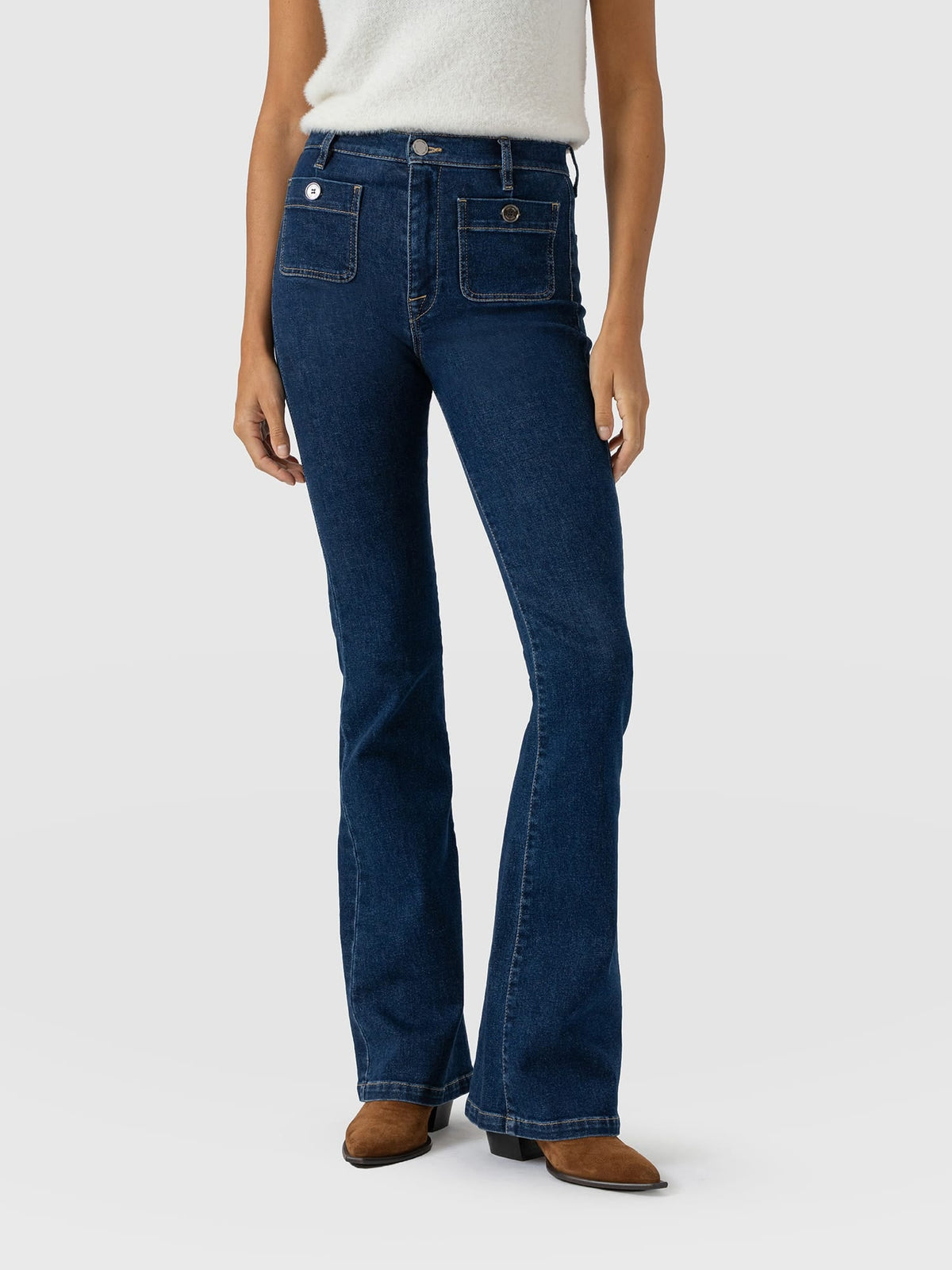 Bowie Stretch Flare Jeans - Mid Blue