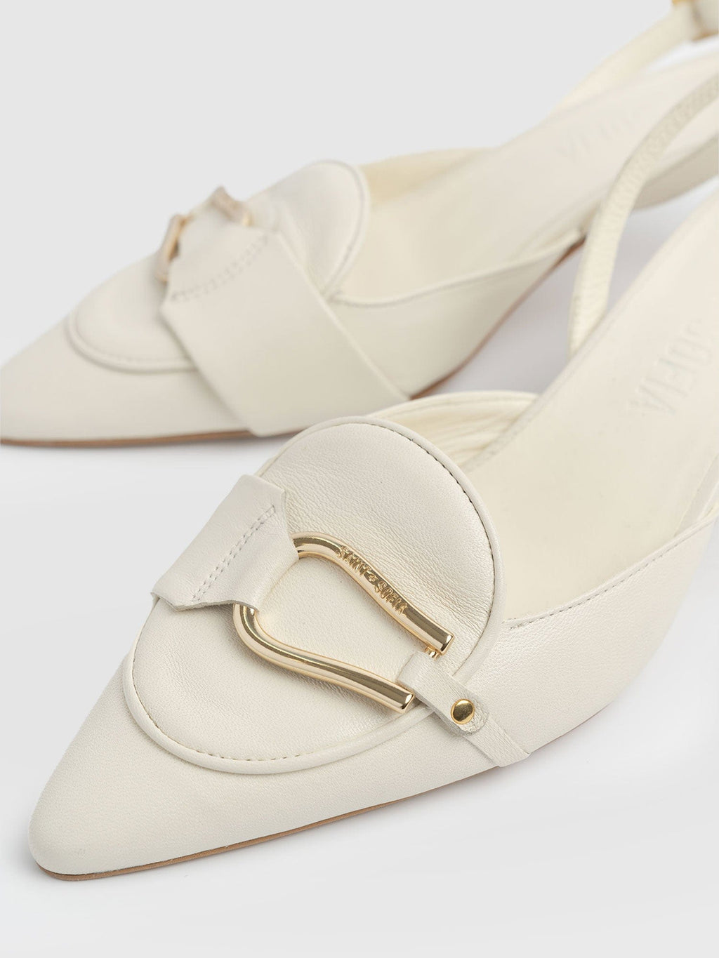 Bridget Sling Back Heels - Cream
