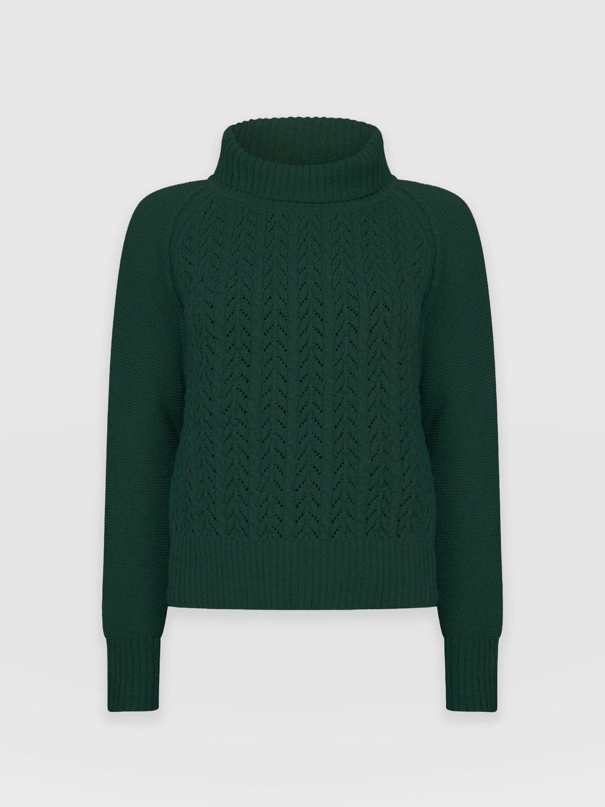Glen Cable Knit Sweater - Green