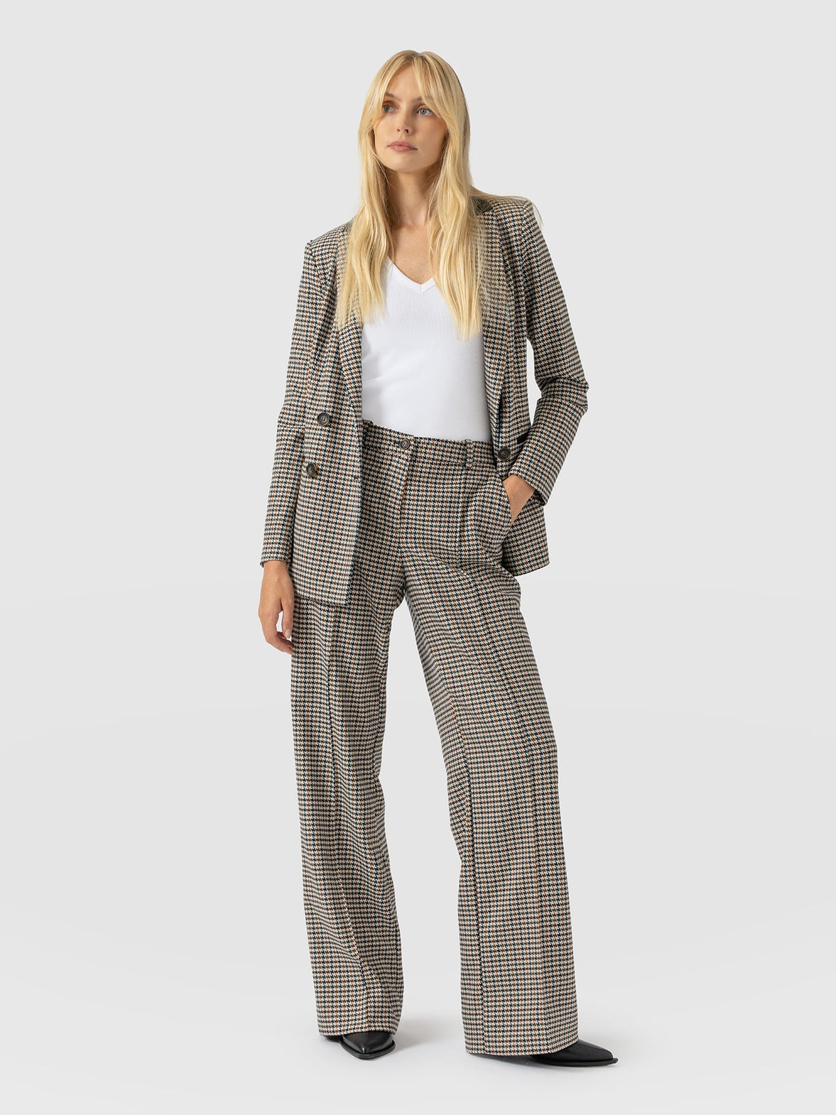 Cambridge Tailored Wide Leg Pant - Saxon Jacquard