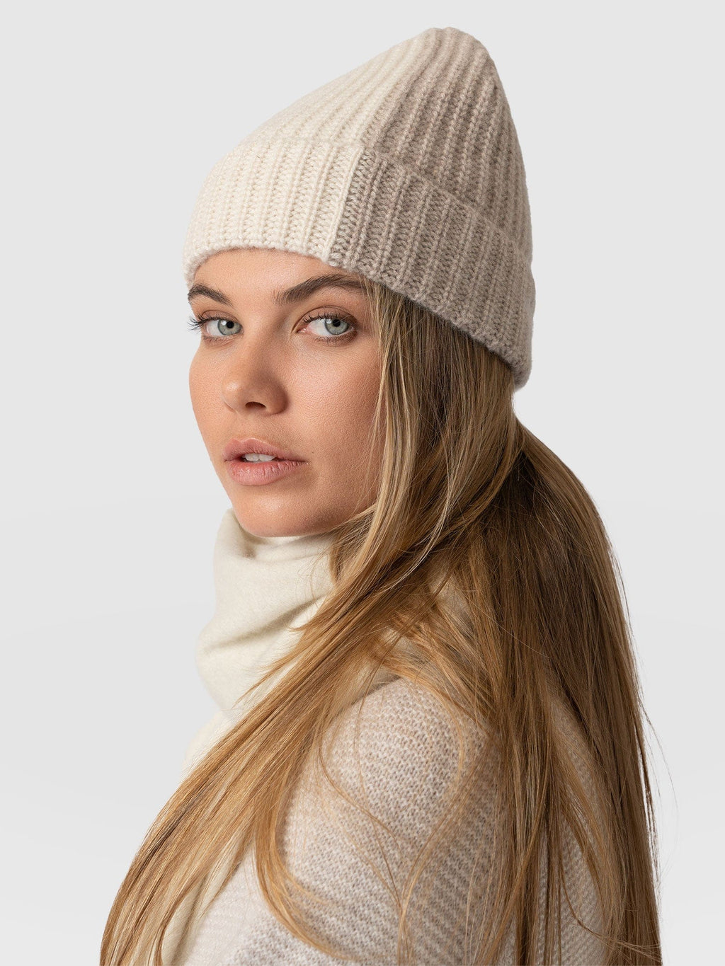 Cashmere Beanie - Cream/Beige