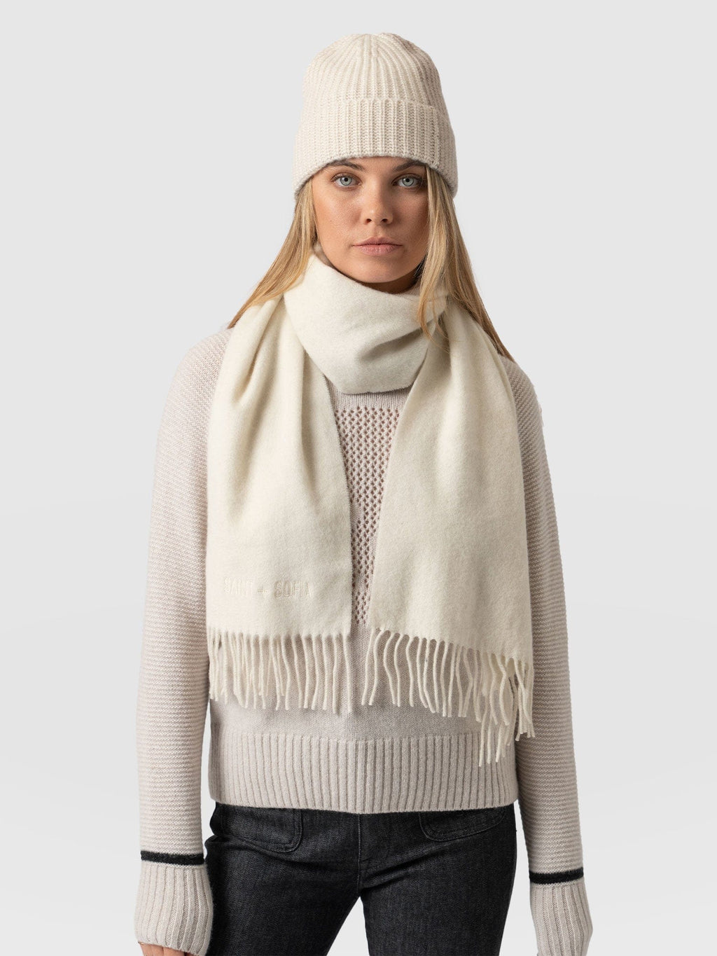 Cashmere Beanie - Cream/Beige