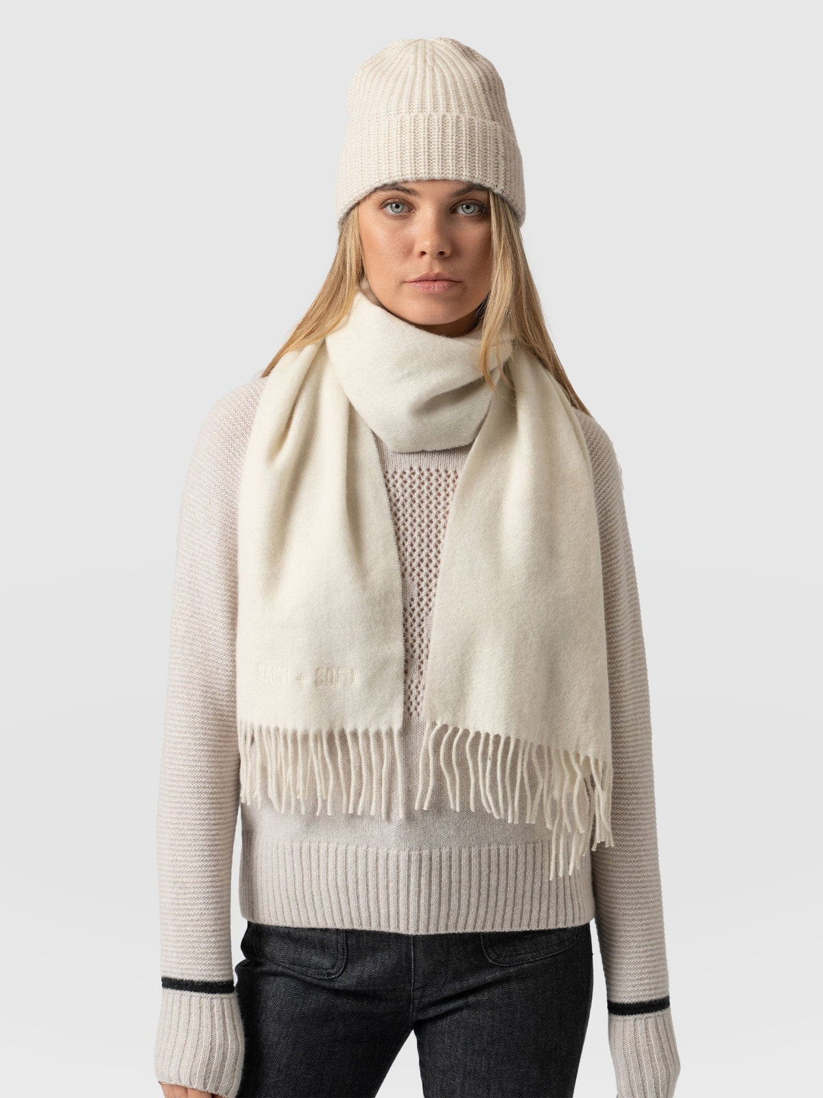 Cashmere Beanie - Cream/Beige