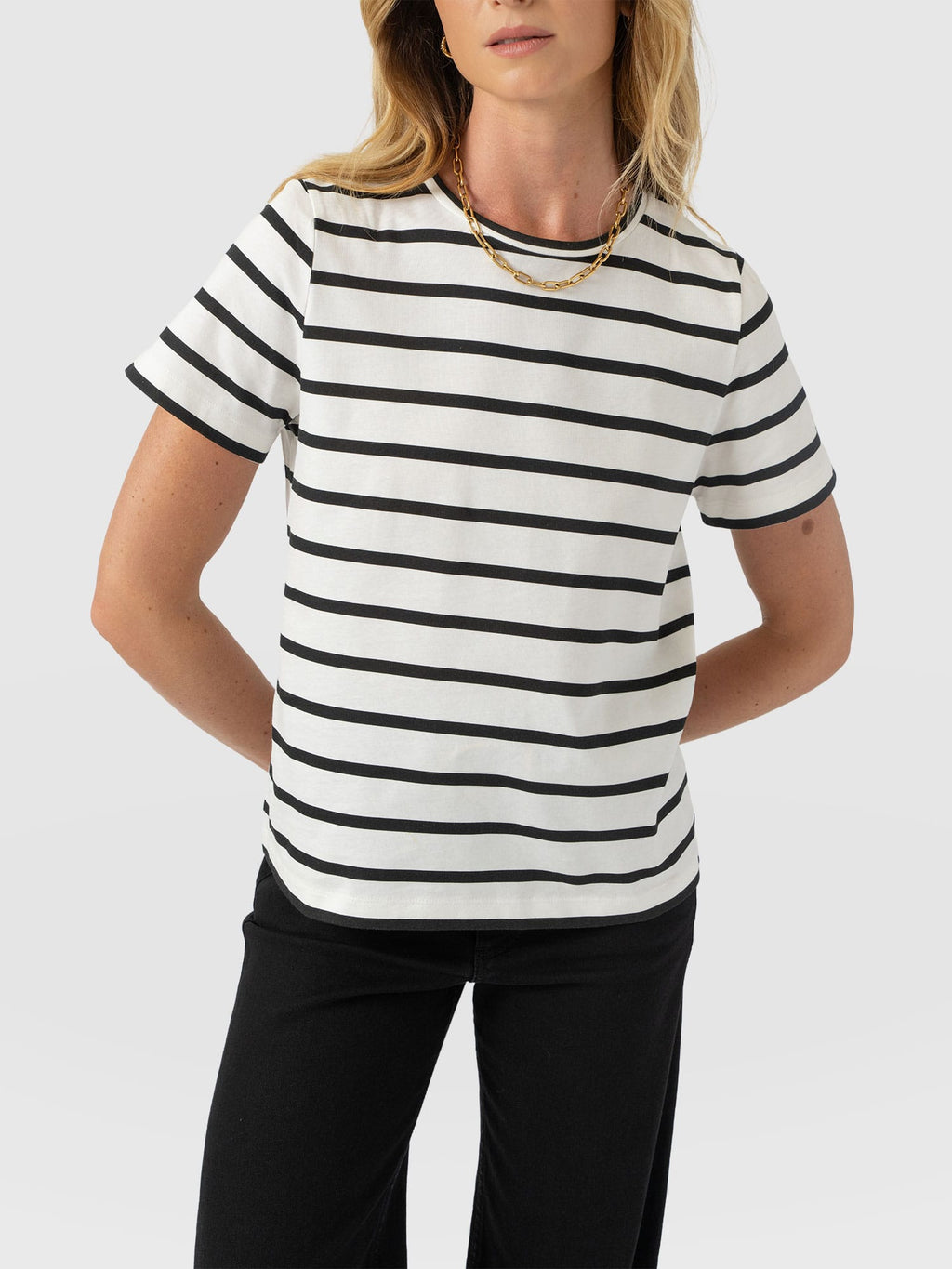 Chelsea Crew Neck Tee - Black Stripe