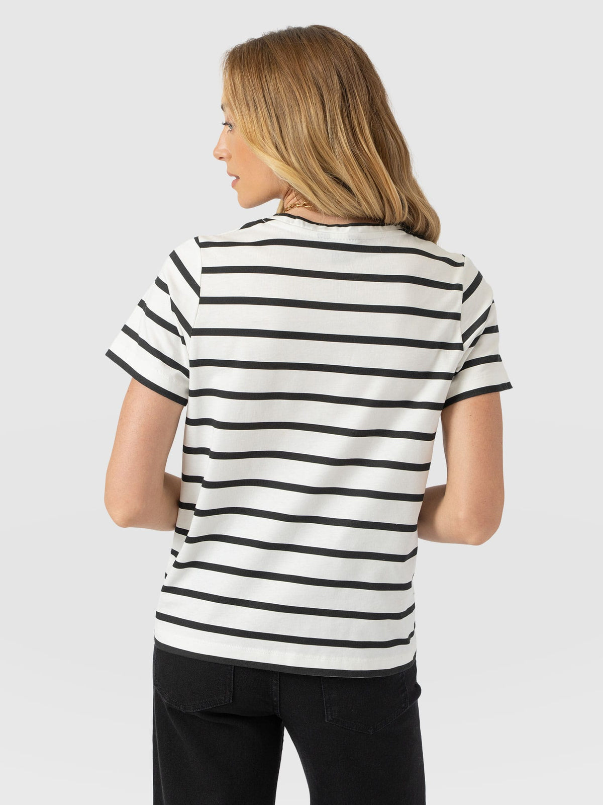 Chelsea Crew Neck Tee - Black Stripe