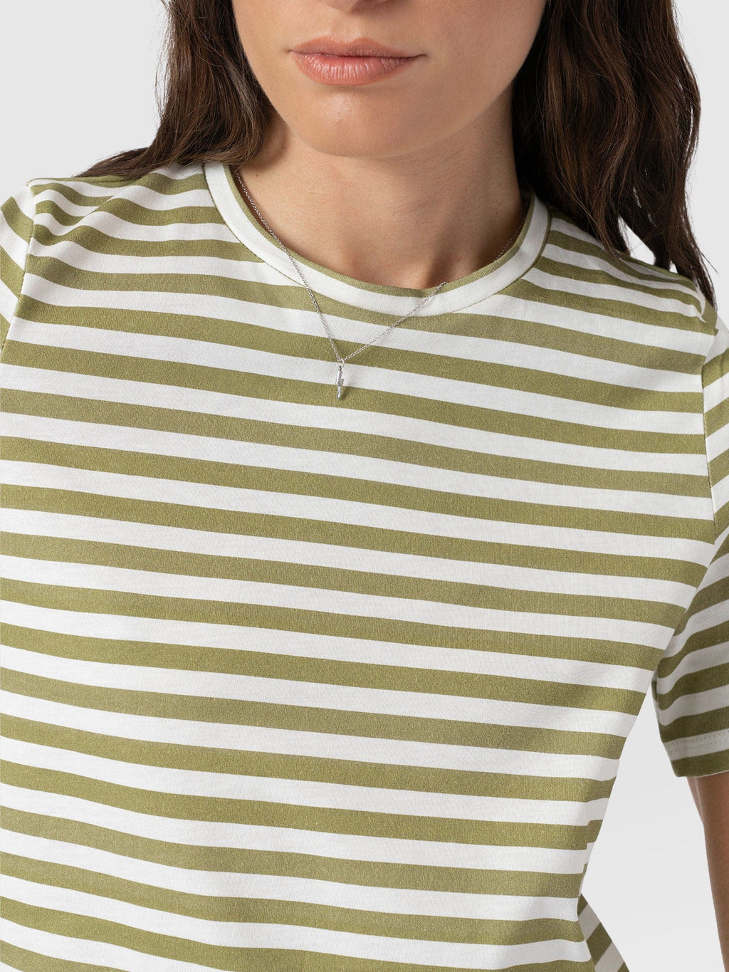 Chelsea Crew Neck Tee - Green Stripe