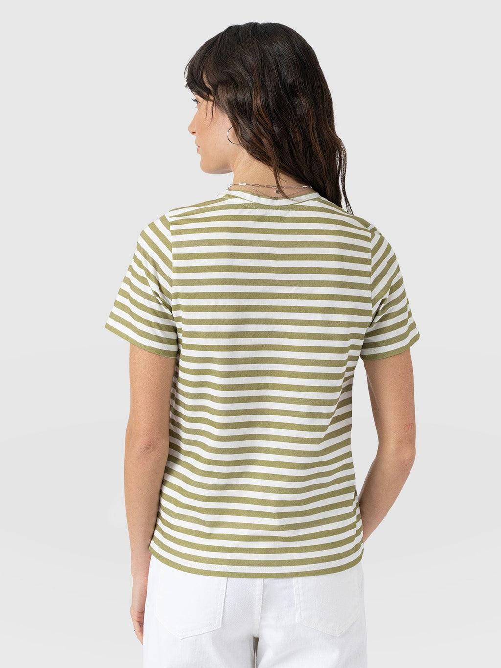 Chelsea Crew Neck Tee - Green Stripe