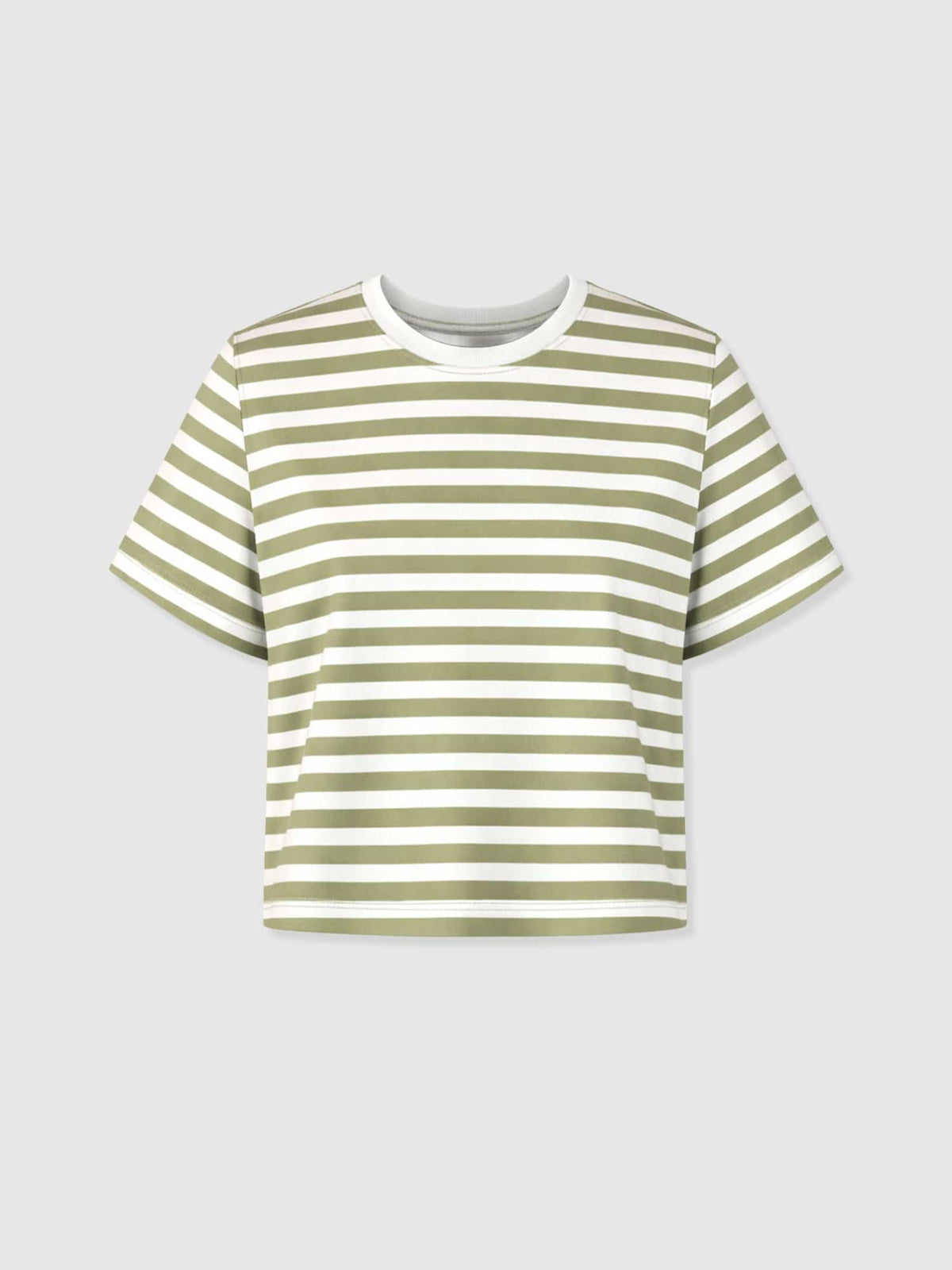 Chelsea Crew Neck Tee - Green Stripe