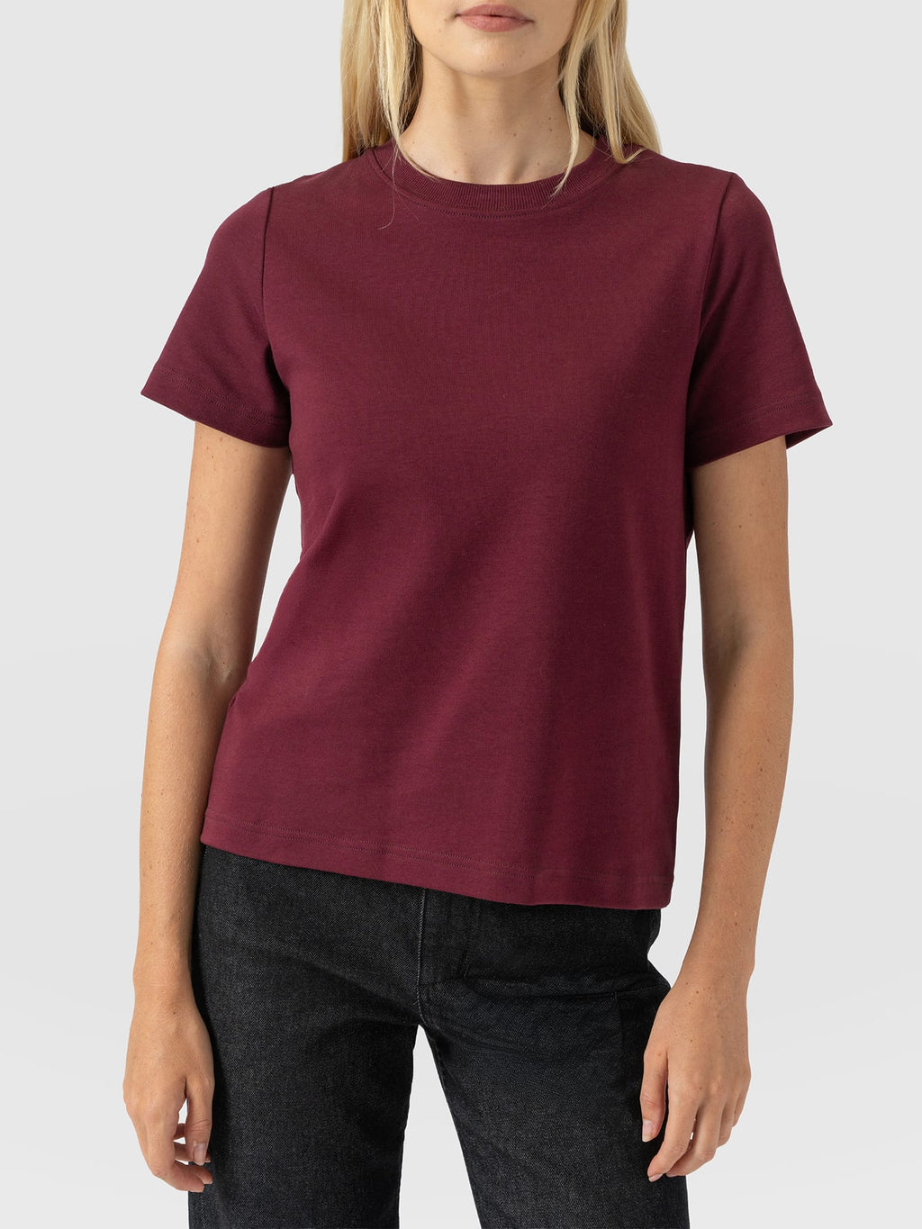 Chelsea Crew Neck Tee - Wine Burgundy