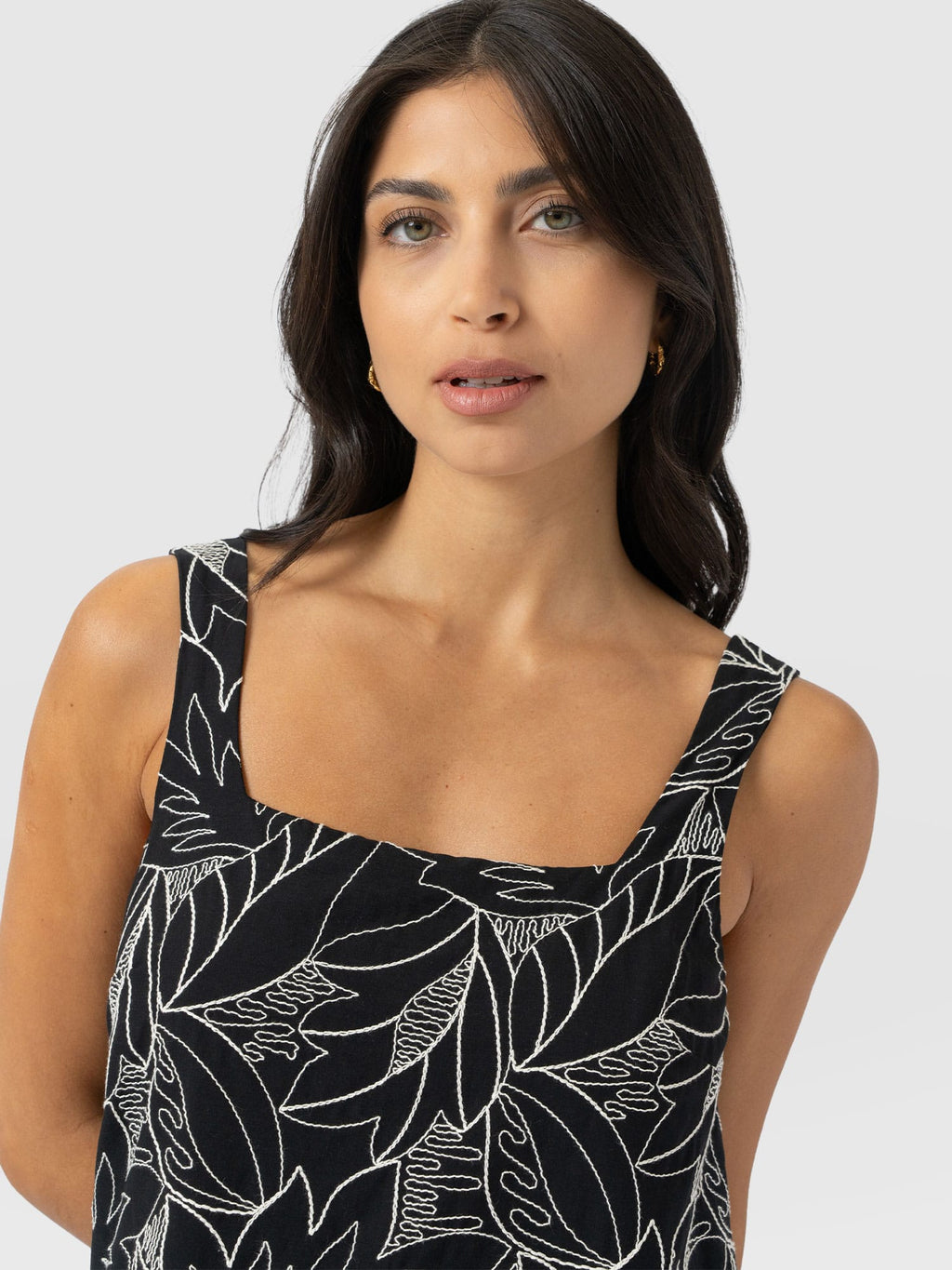 Corinne Cami Dress - Black Embroidered