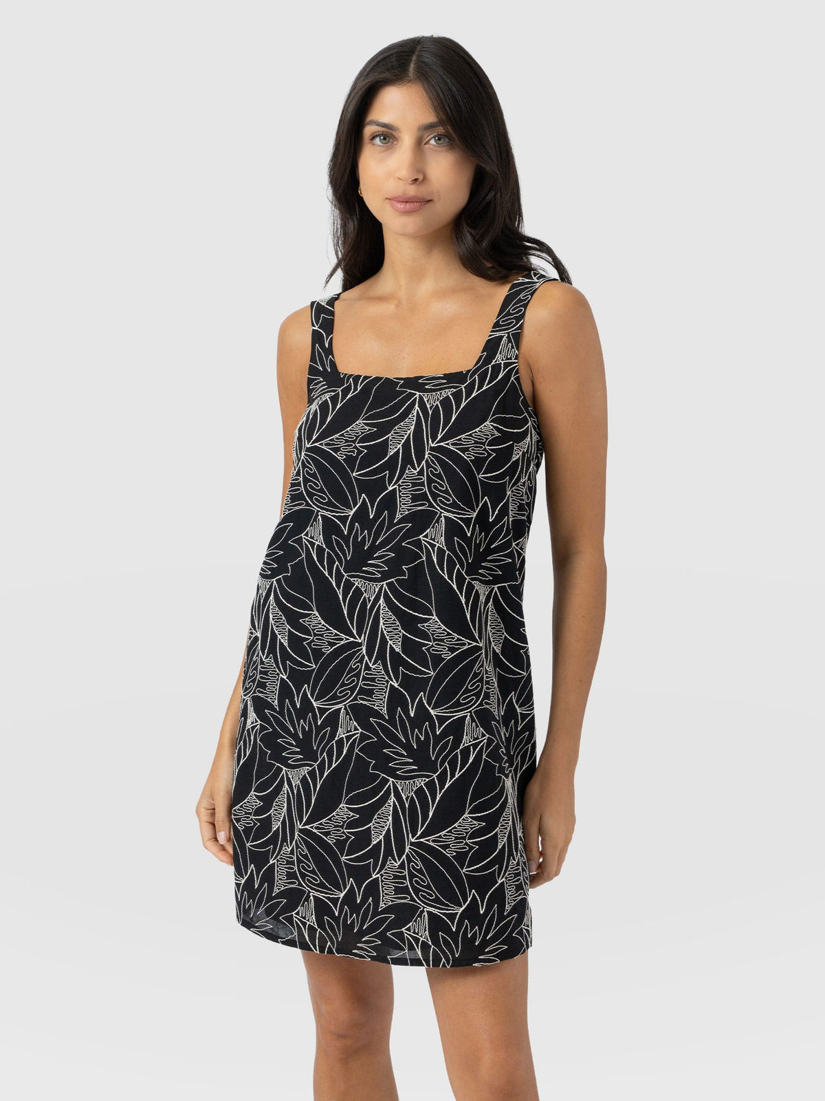 Corinne Cami Dress - Black Embroidered