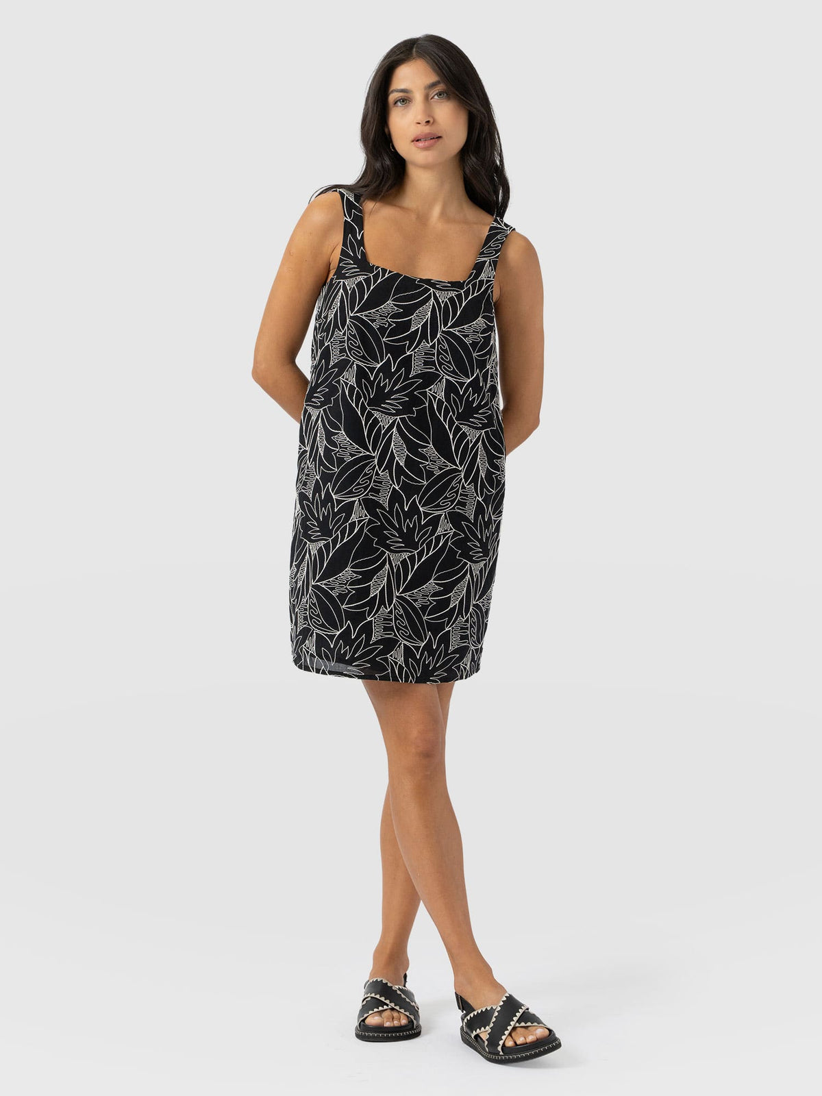 Corinne Cami Dress - Black Embroidered