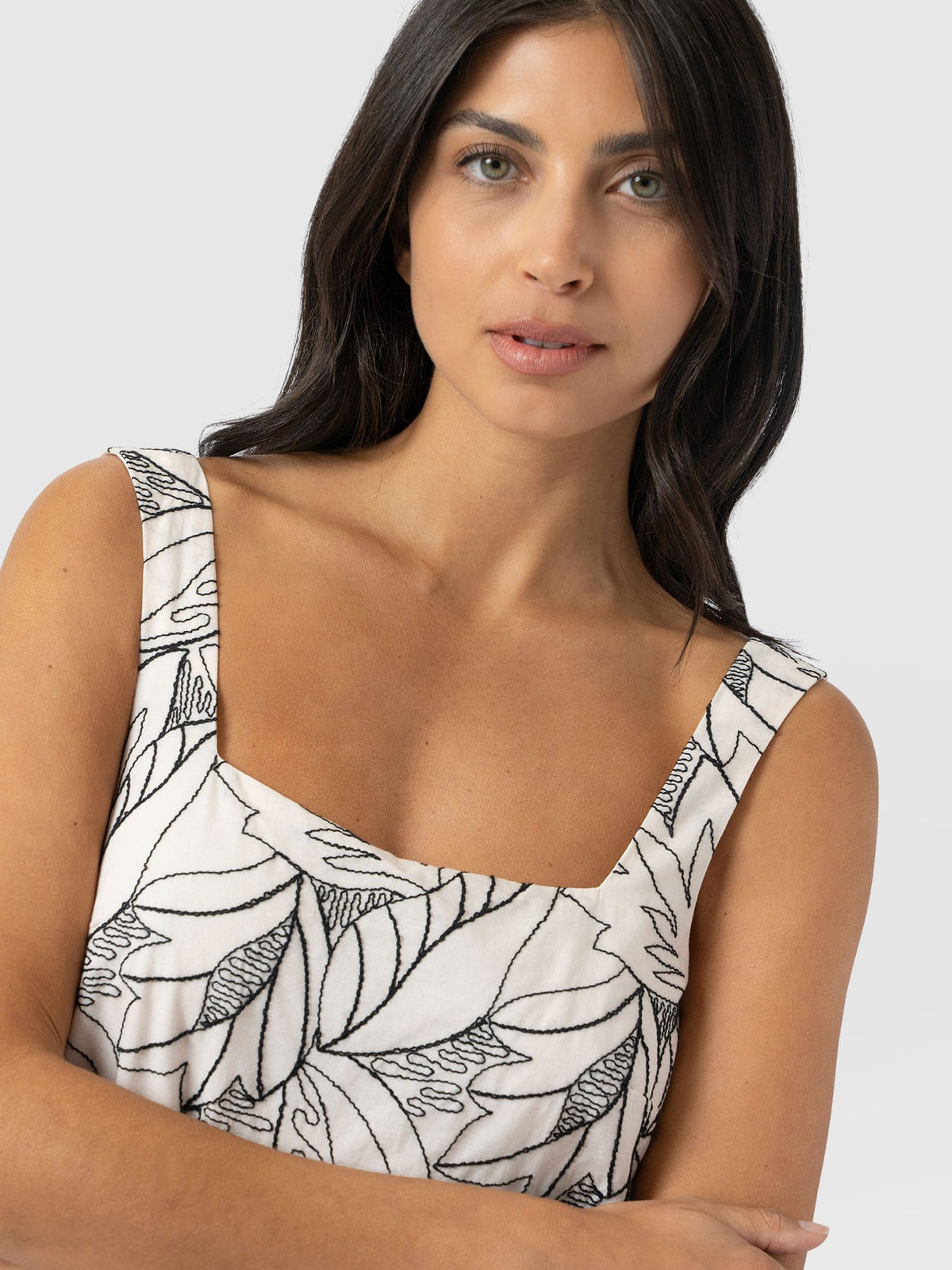 Corinne Cami Dress - Cream Embroidered