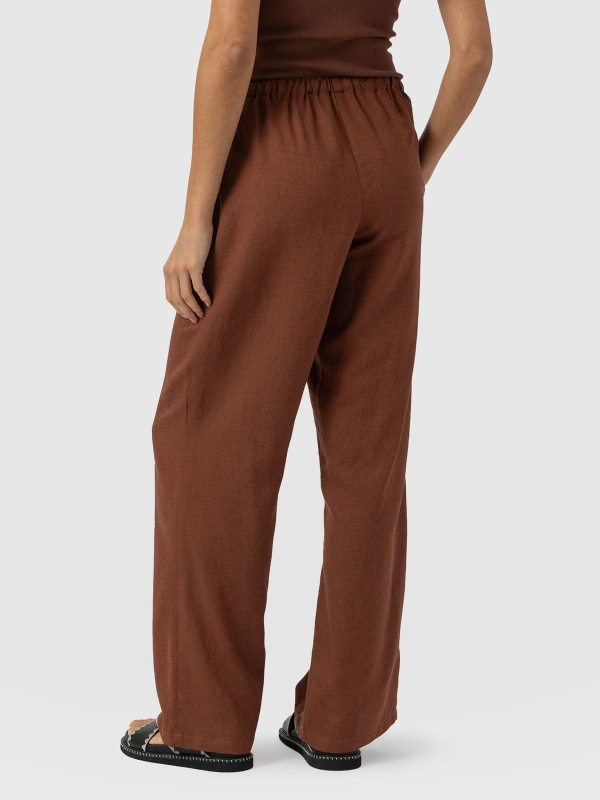 Corinne Linen Pant - Russet Brown