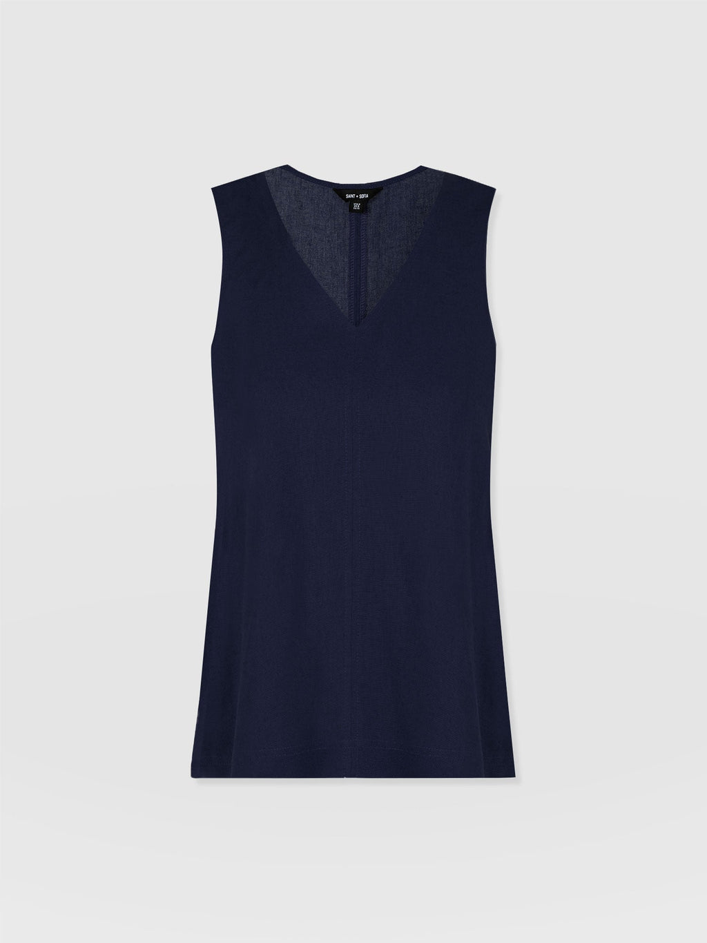 Corinne Linen V Neck Tunic - Navy