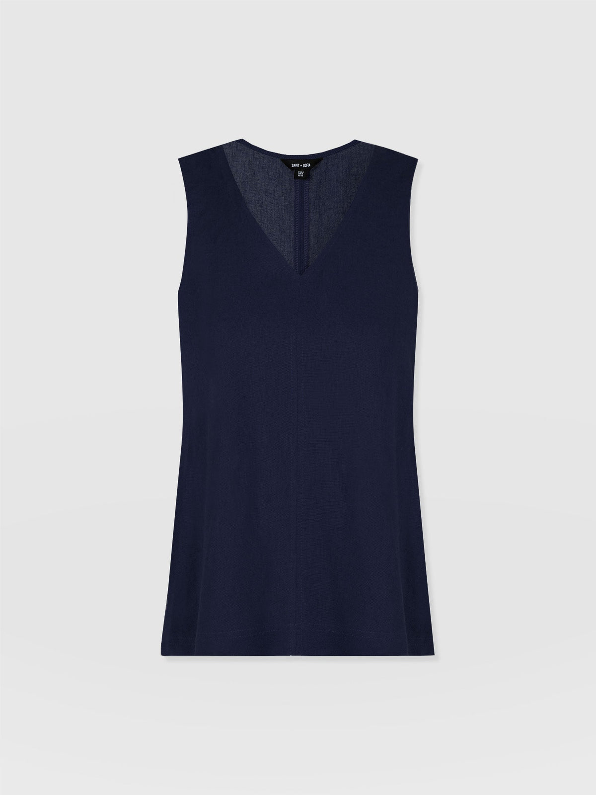 Corinne Linen V Neck Tunic - Navy