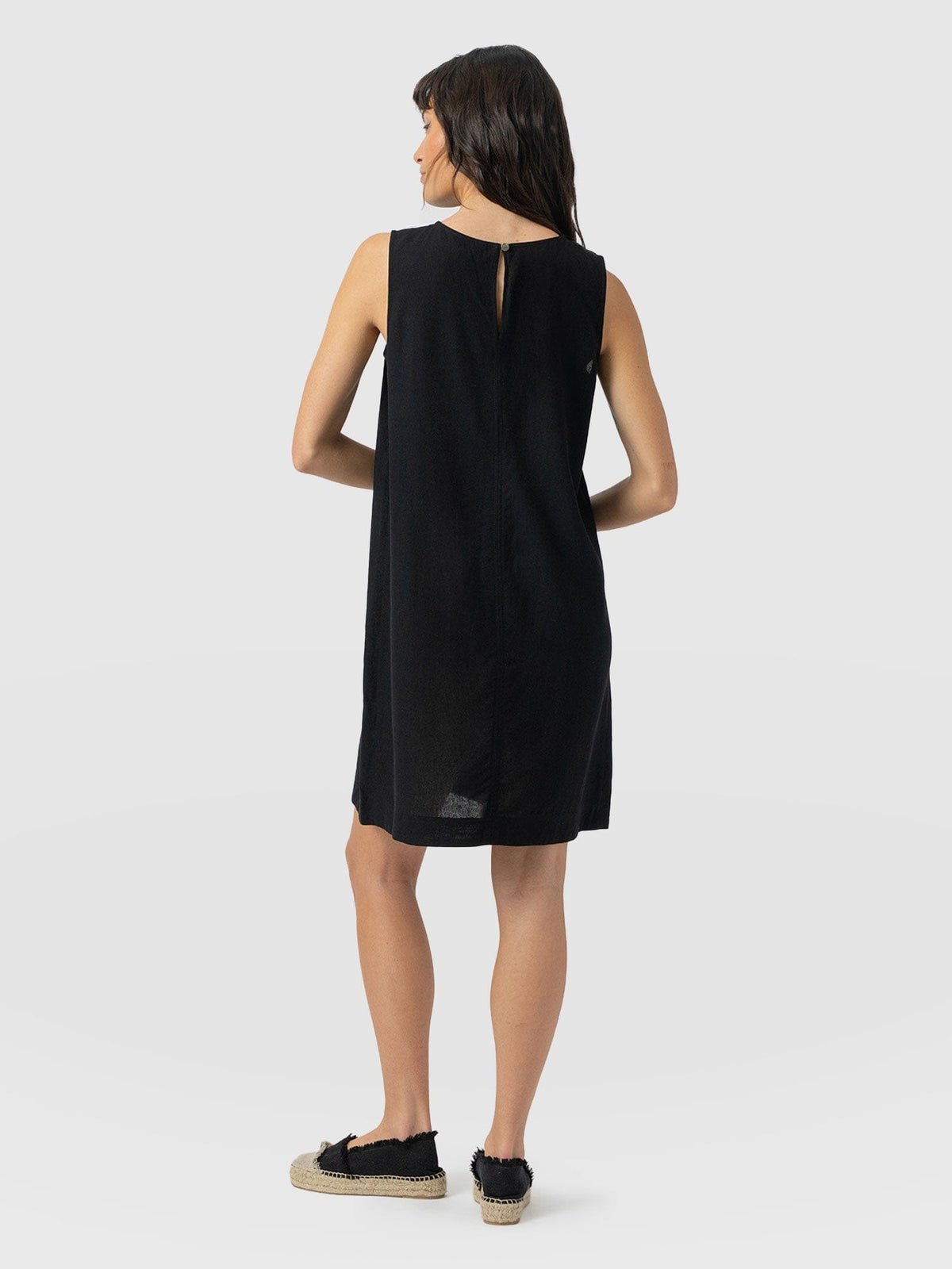 Corinne Linen Shift Dress - Black