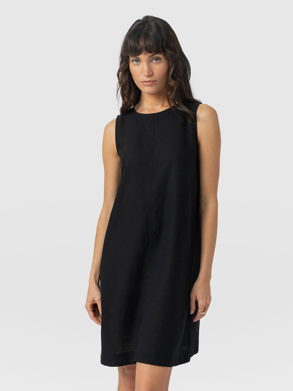 Corinne Linen Shift Dress - Black