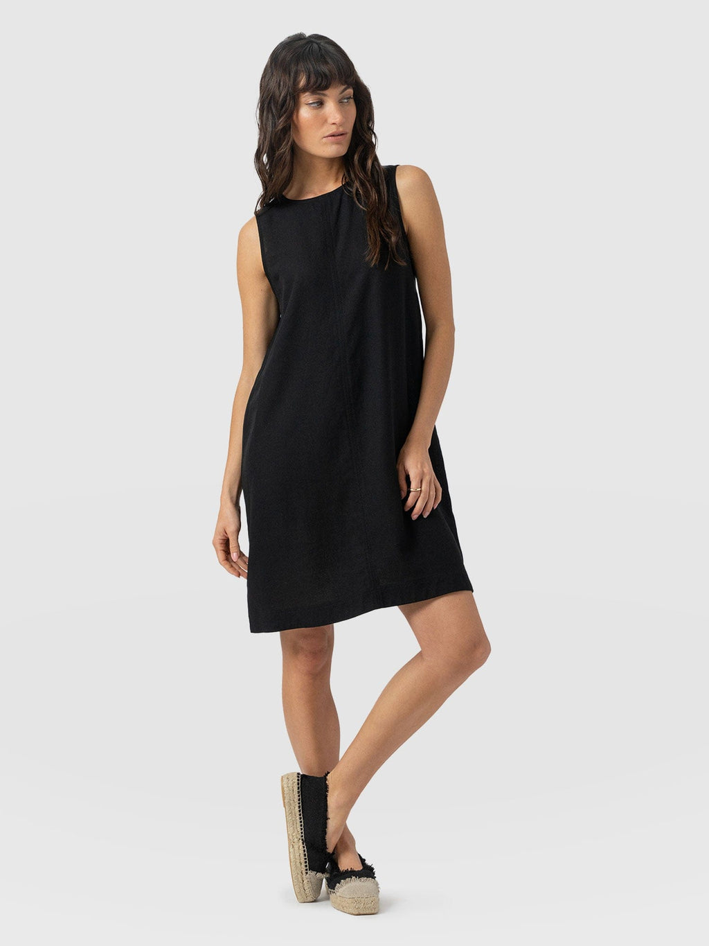 Corinne Linen Shift Dress - Black