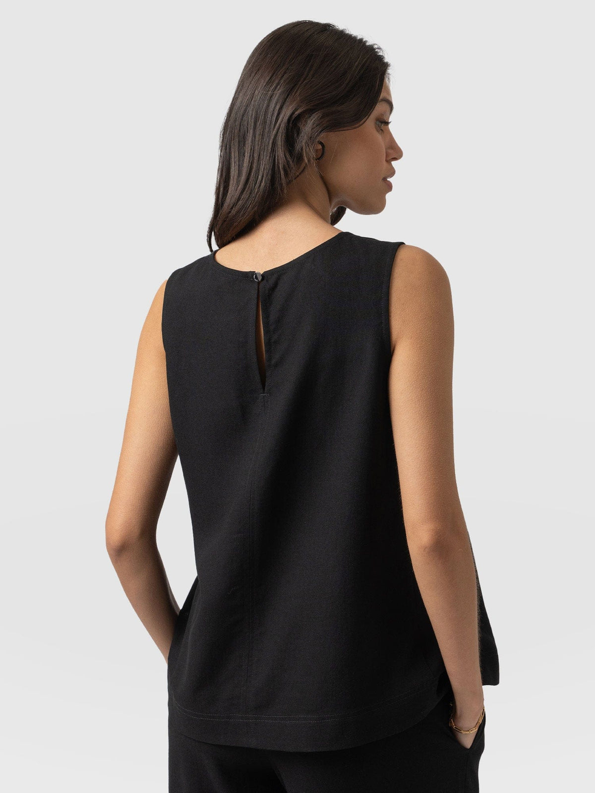 Corinne Linen Tunic  - Black