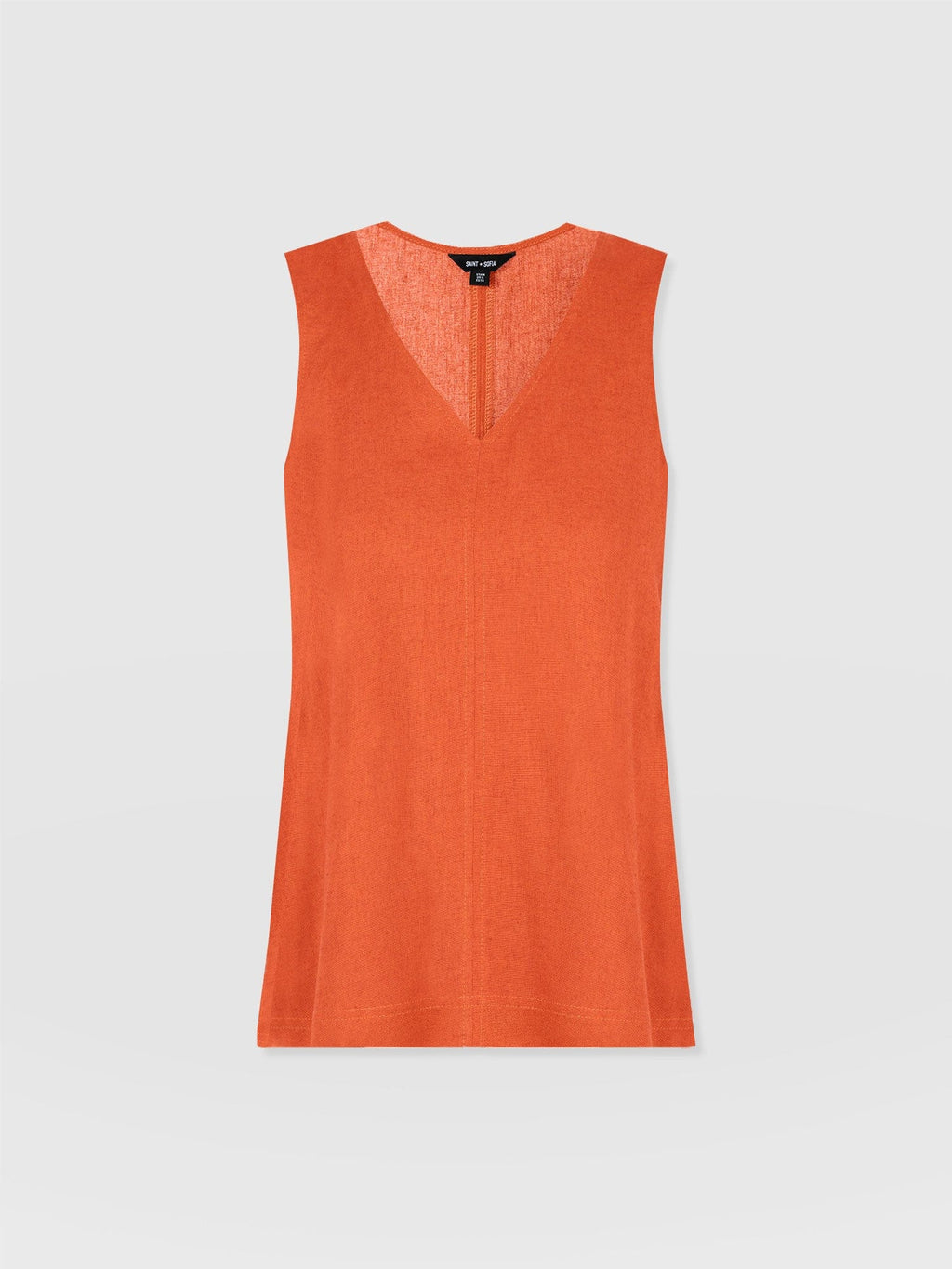 Corinne Linen V Neck Tunic - Burnt Orange