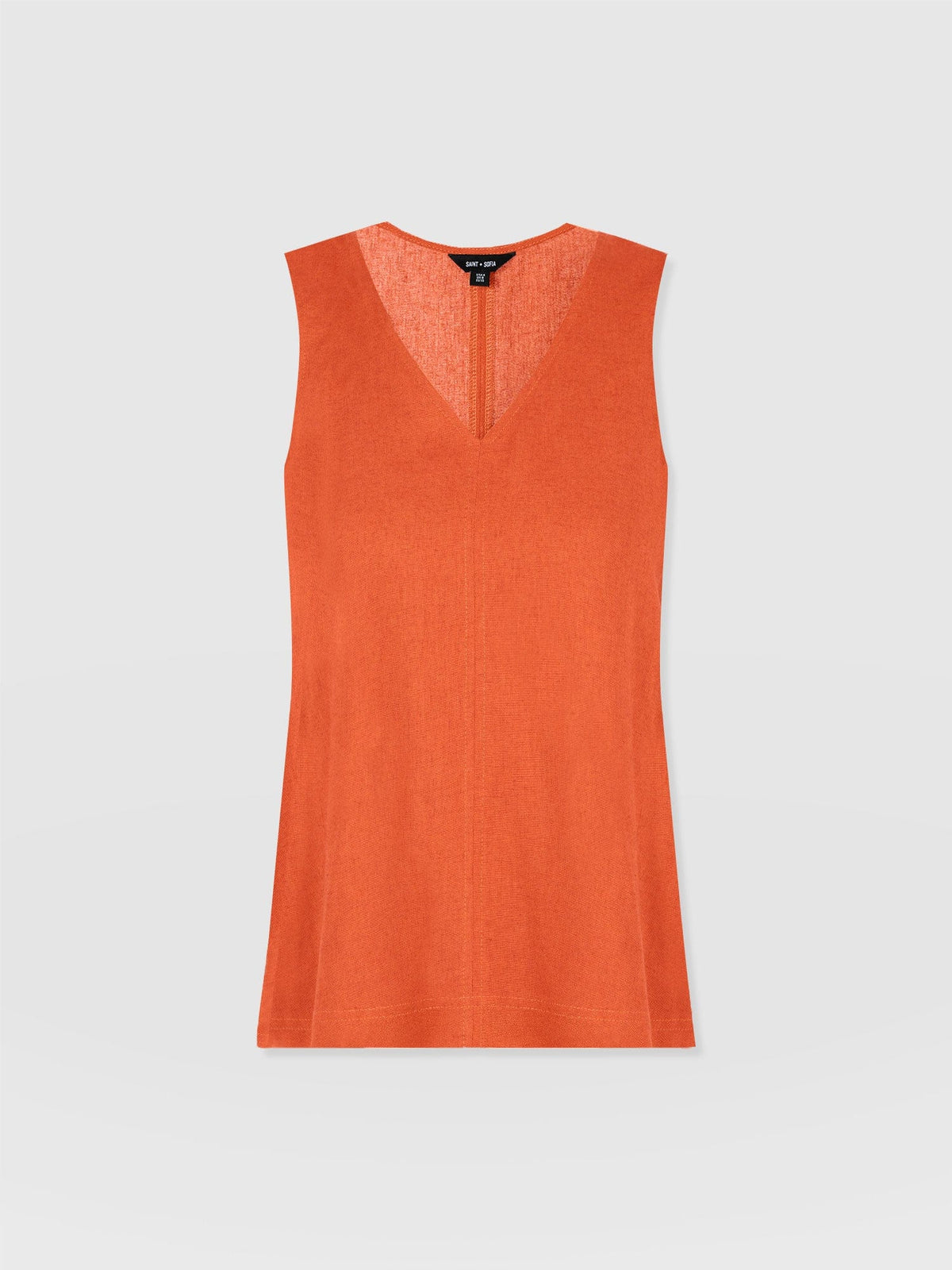 Corinne Linen V Neck Tunic - Burnt Orange
