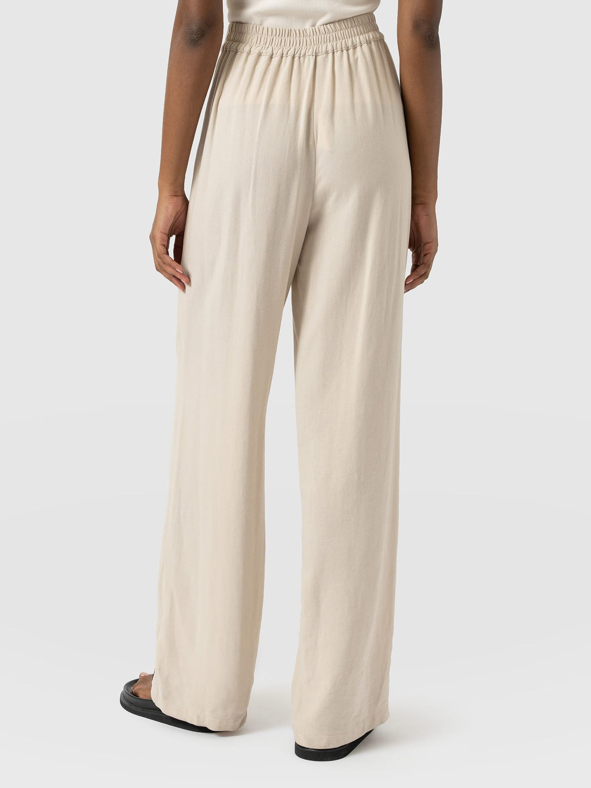 Corinne Wide Leg Linen Pant - Oatmeal