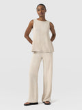 Corinne Wide Leg Linen Pant - Oatmeal