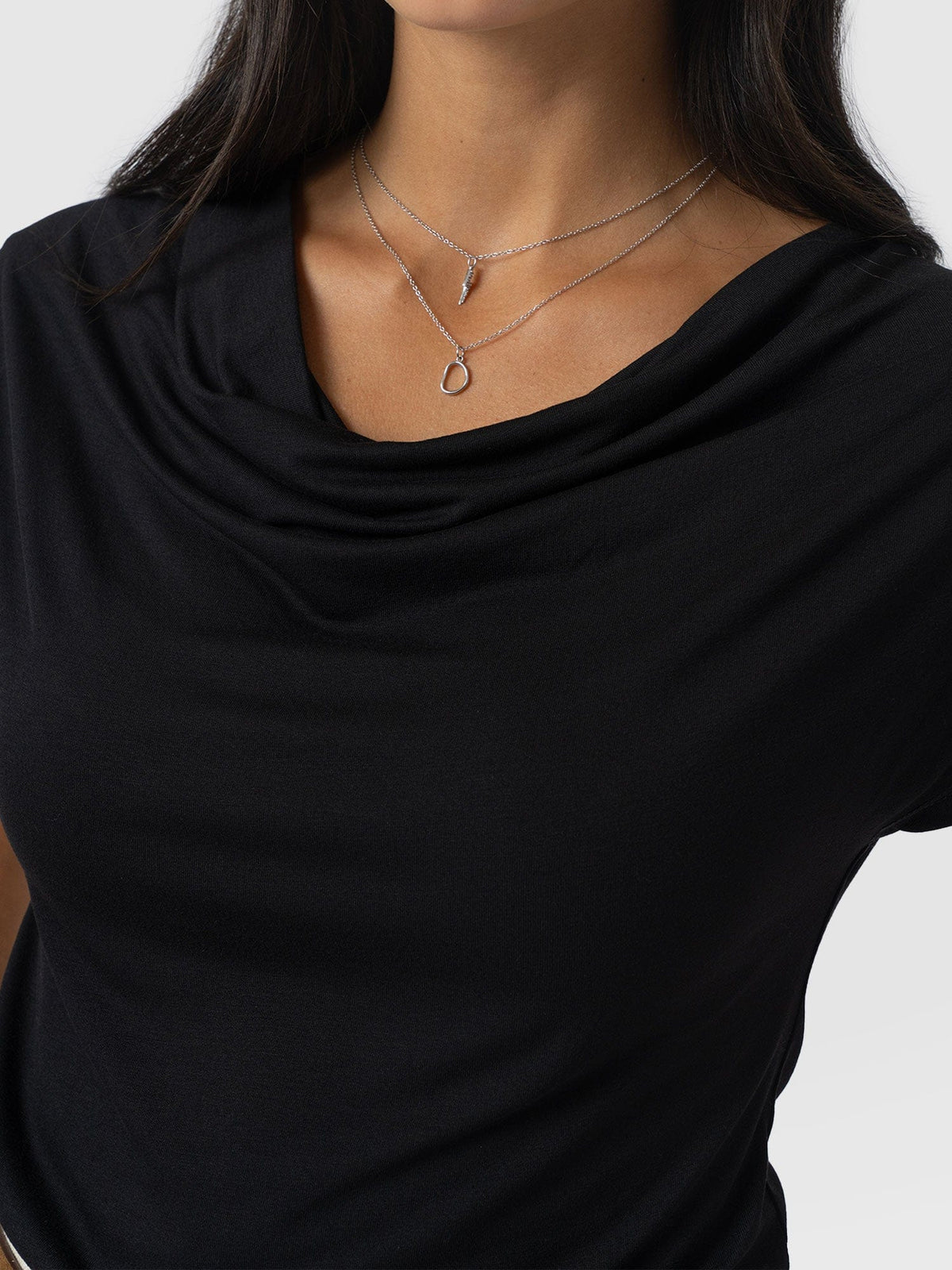 Cowl Neck Tee - Black