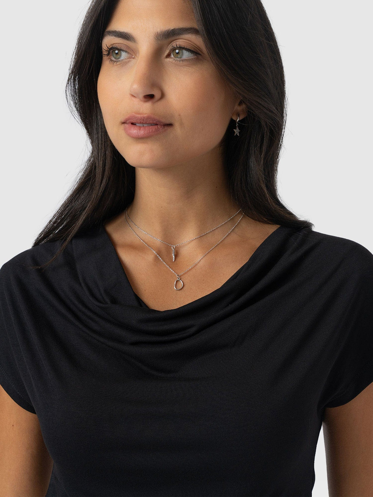 Cowl Neck Tee - Black