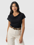 Cowl Neck Tee - Black