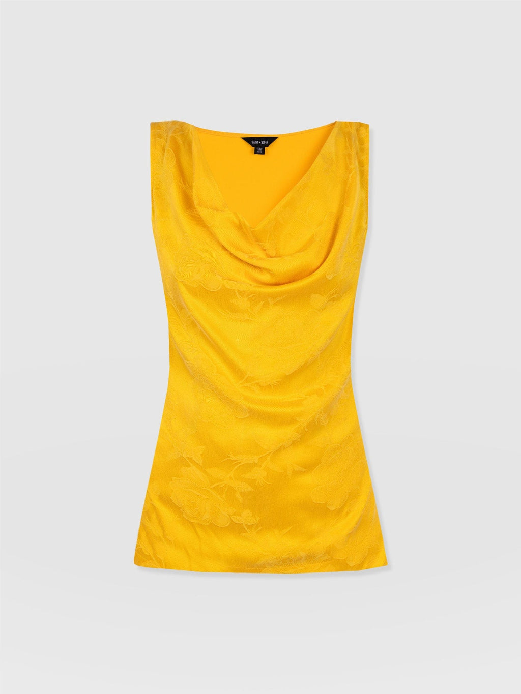 Cowl Neck Cami - Yellow Jacquard