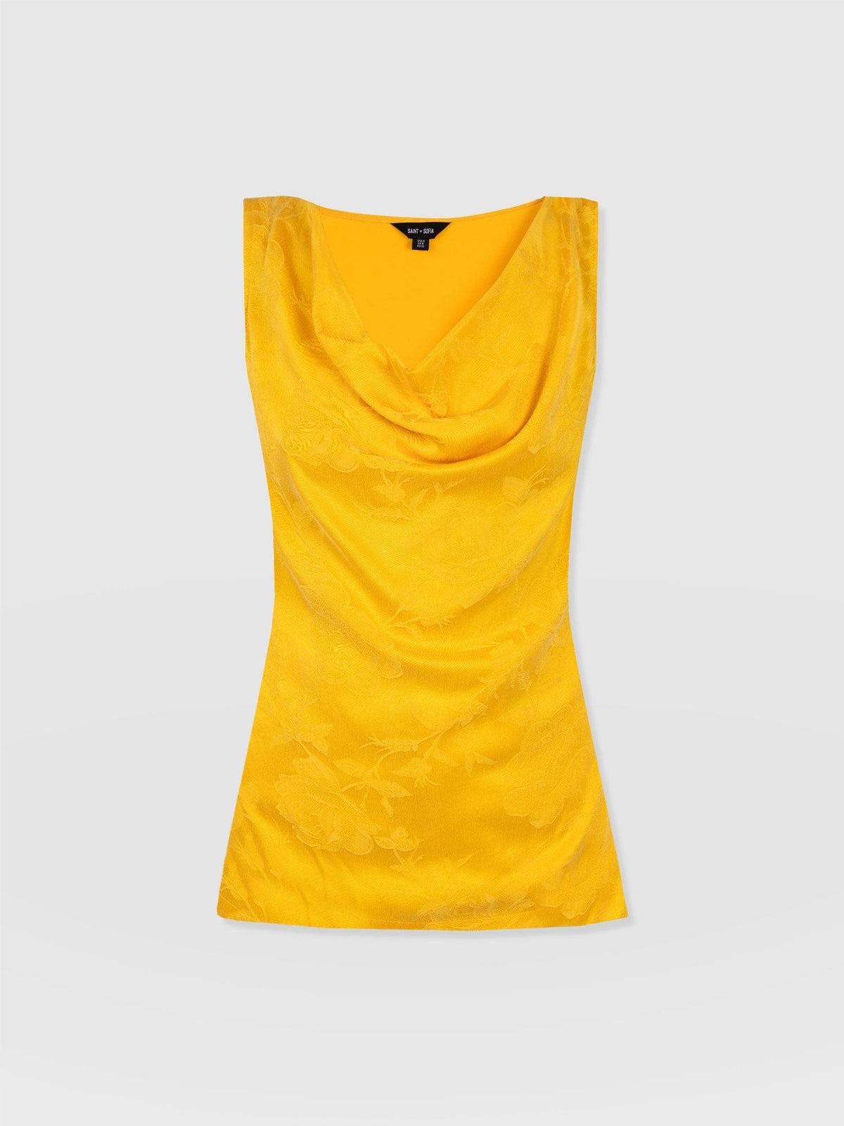 Cowl Neck Cami - Yellow Jacquard